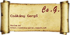 Csákány Gergő névjegykártya